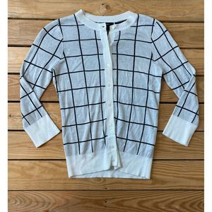 NWT Halogen Button Up Check Cardigan Sweater XSP